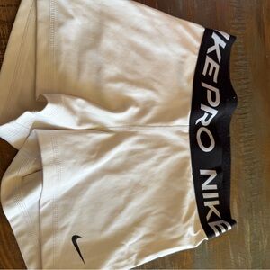 Nike White Dri-FIT Pro Compression Shorts with Black Waistband